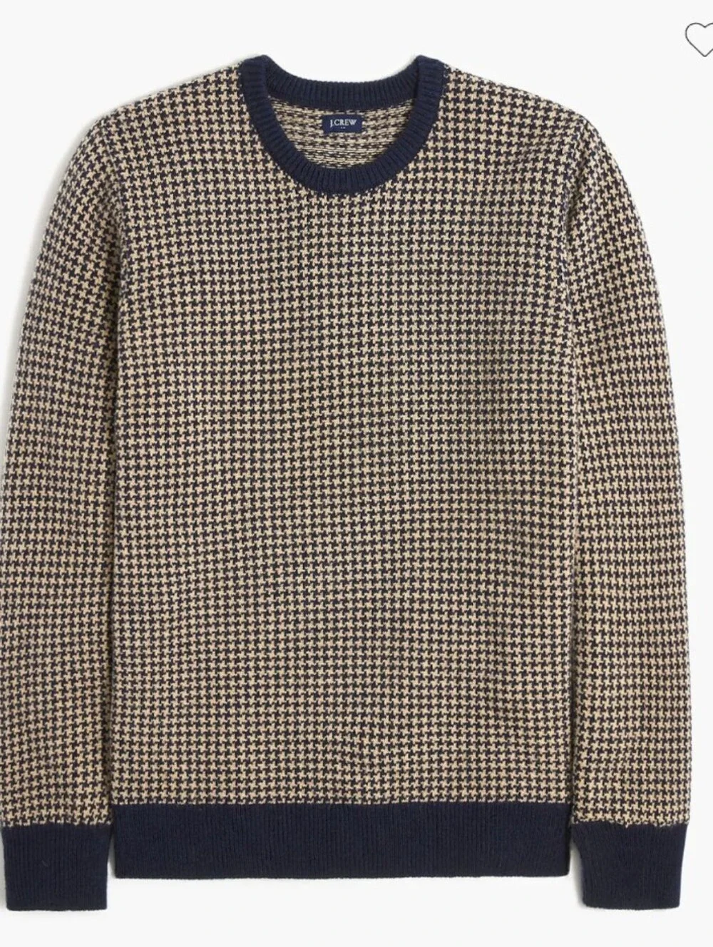 J. Crew Lambswool Blend Houndstooth Crewneck Sweater Men's Small